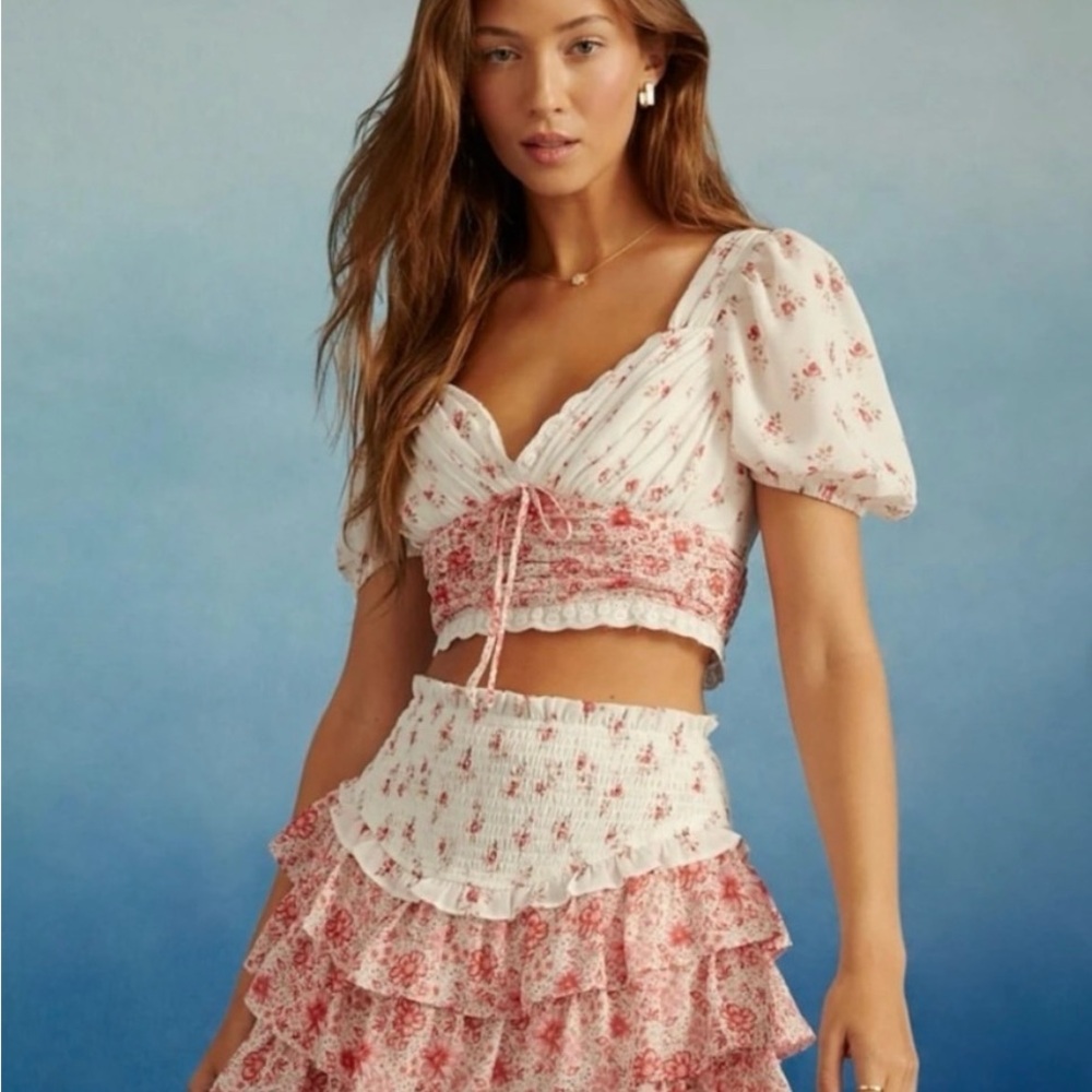 Altar'd State Aderny Patchwork Floral Crop Top - XS